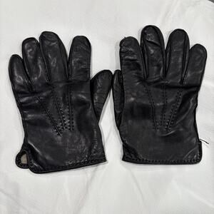 Coach Men's Black Leather Gloves 100% Cashmere Lined XL